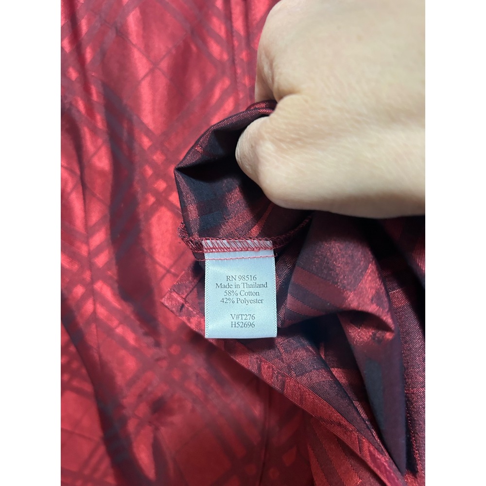 Coldwater Creek Red Plaid Zip Front Blouse Shacket Plus Size 1X Long Sleeve - Picture 6 of 7